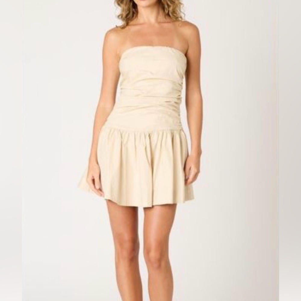 NIA Strapless Cotton Mini Dress w/ Pockets NWT Size M | $108
